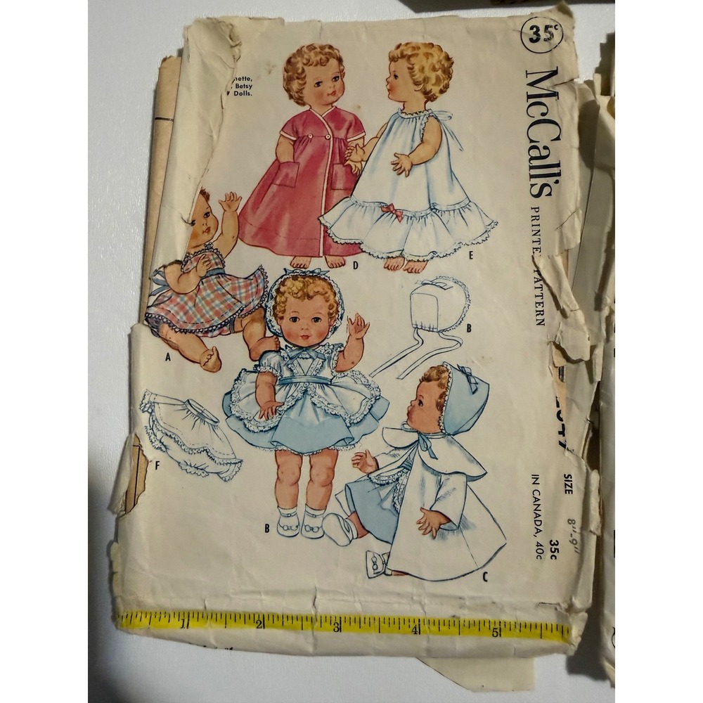 Vintage McCalls Advance Doll Pattern Lot Chatty Cathy Betsy McCall 8-9 Inch Doll